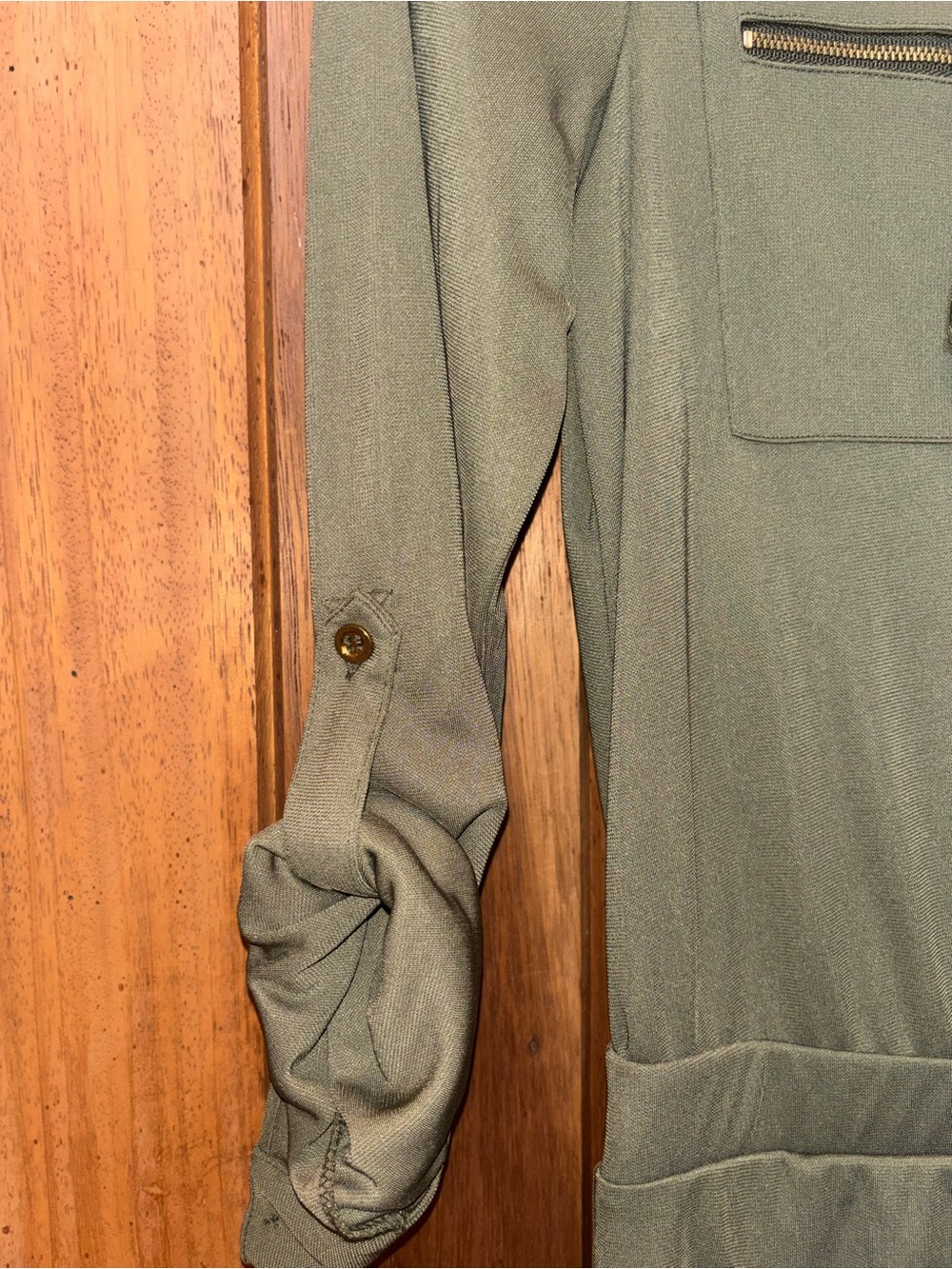 Chico's Olive Utility Ruffle-Front Jumpsuit - Picture 3 of 4